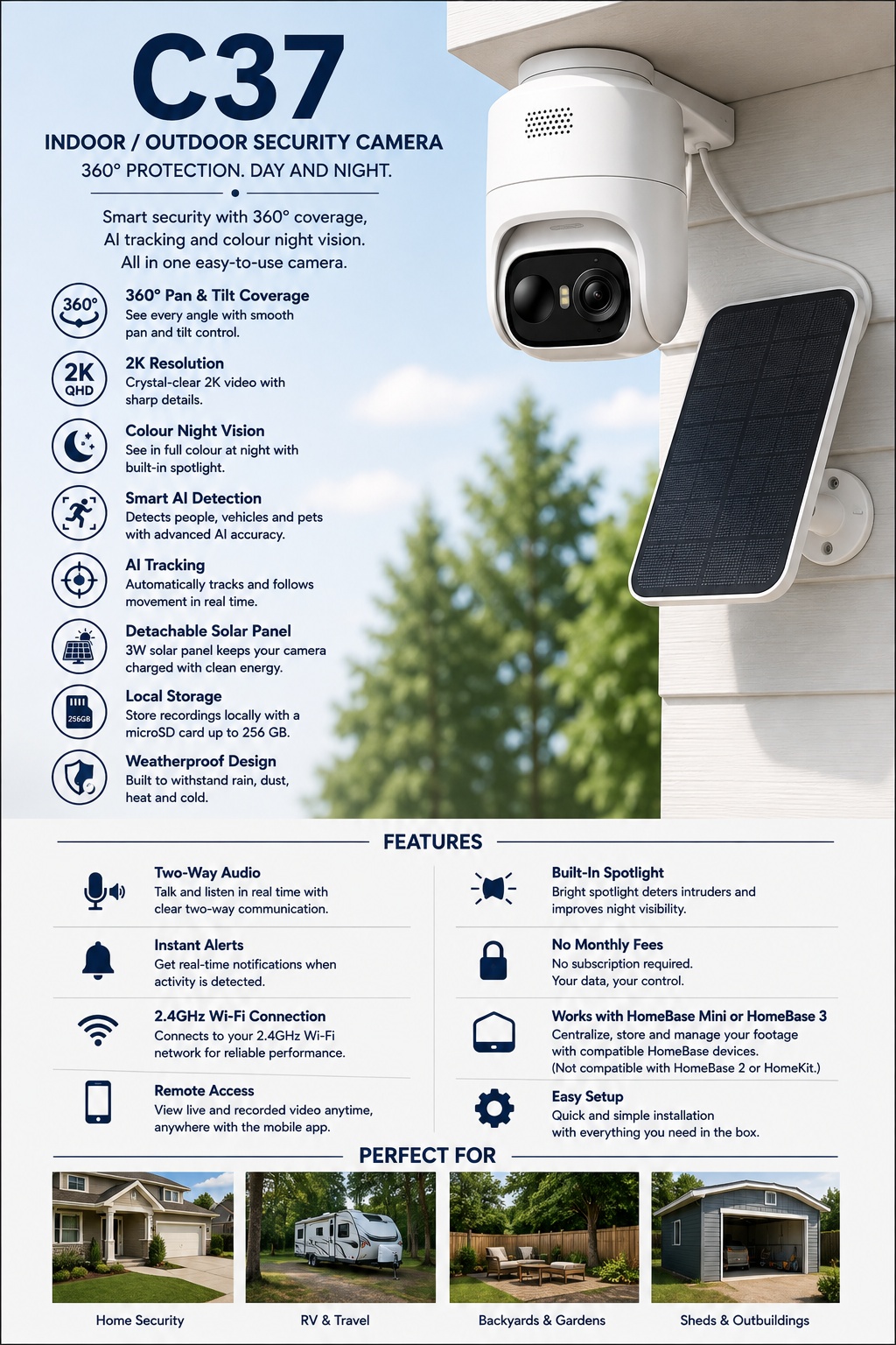 C37 auto pan camera specifications