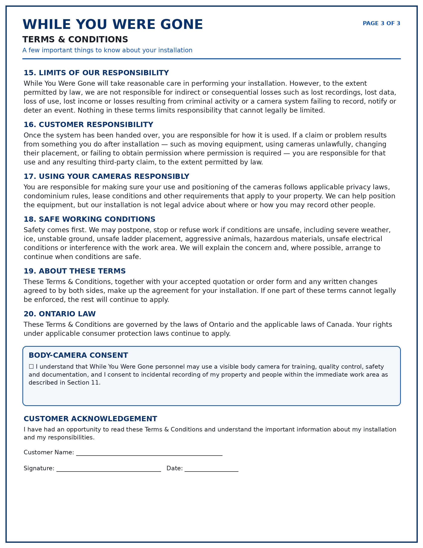 Terms and Conditions page 3